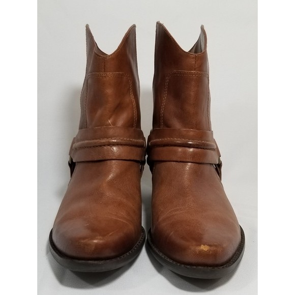 Franco Sarto Wade Brown Leather Harness Western Rodeo Above Ankle Boots 7.5 - Picture 4 of 6
